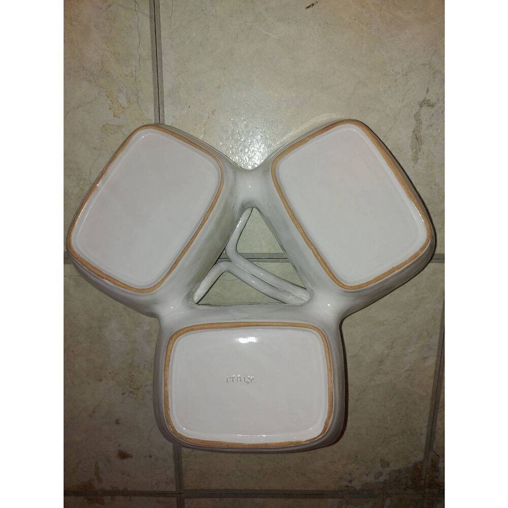 Vintage Italian Pottery/Ceramic 3 Section Serving Dish. - Picture 2 of 2